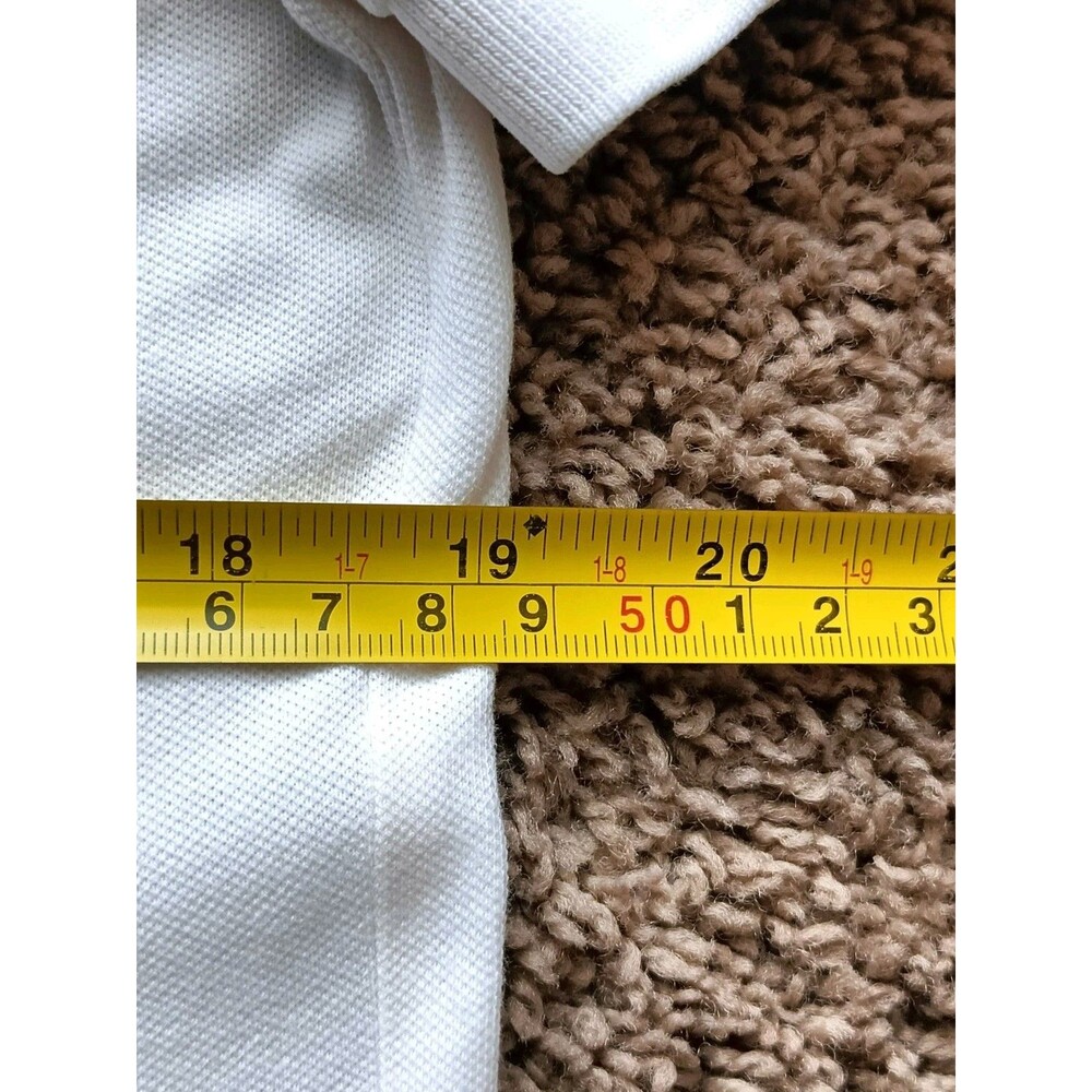 Hugo Boss Polo Shirt Men's Size Large Slime Fit Square Front Patch White Shirt - Picture 6 of 7